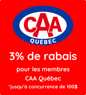 Rabais de 3% pour les membres CAA Québec, jusqu'à concurence de 100$